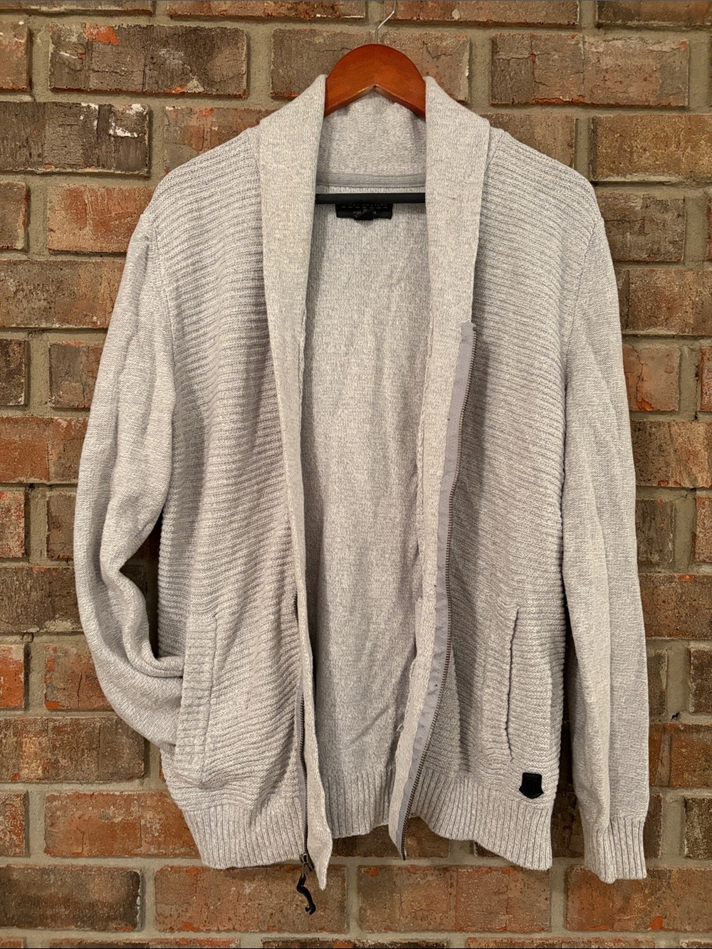 Trash Nouveau Light Gray Ribbed Open Cardigan